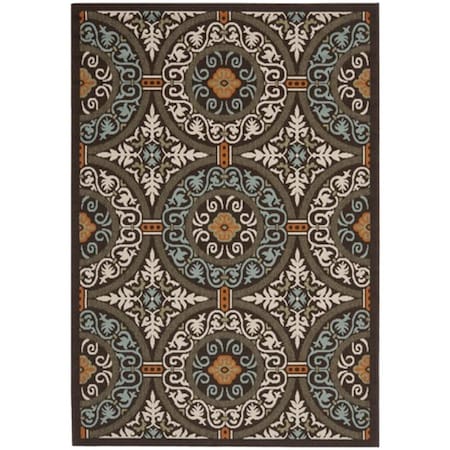 Safavieh Veranda Power Loomed Square Rug- Chocolate - Aqua- 6 Ft. 7 In. X 6 Ft. 7 In. VER055-0723-7SQ